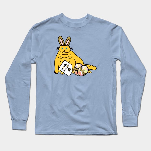 Happy Easter Cat in Easter Bunny Ears Long Sleeve T-Shirt by ellenhenryart